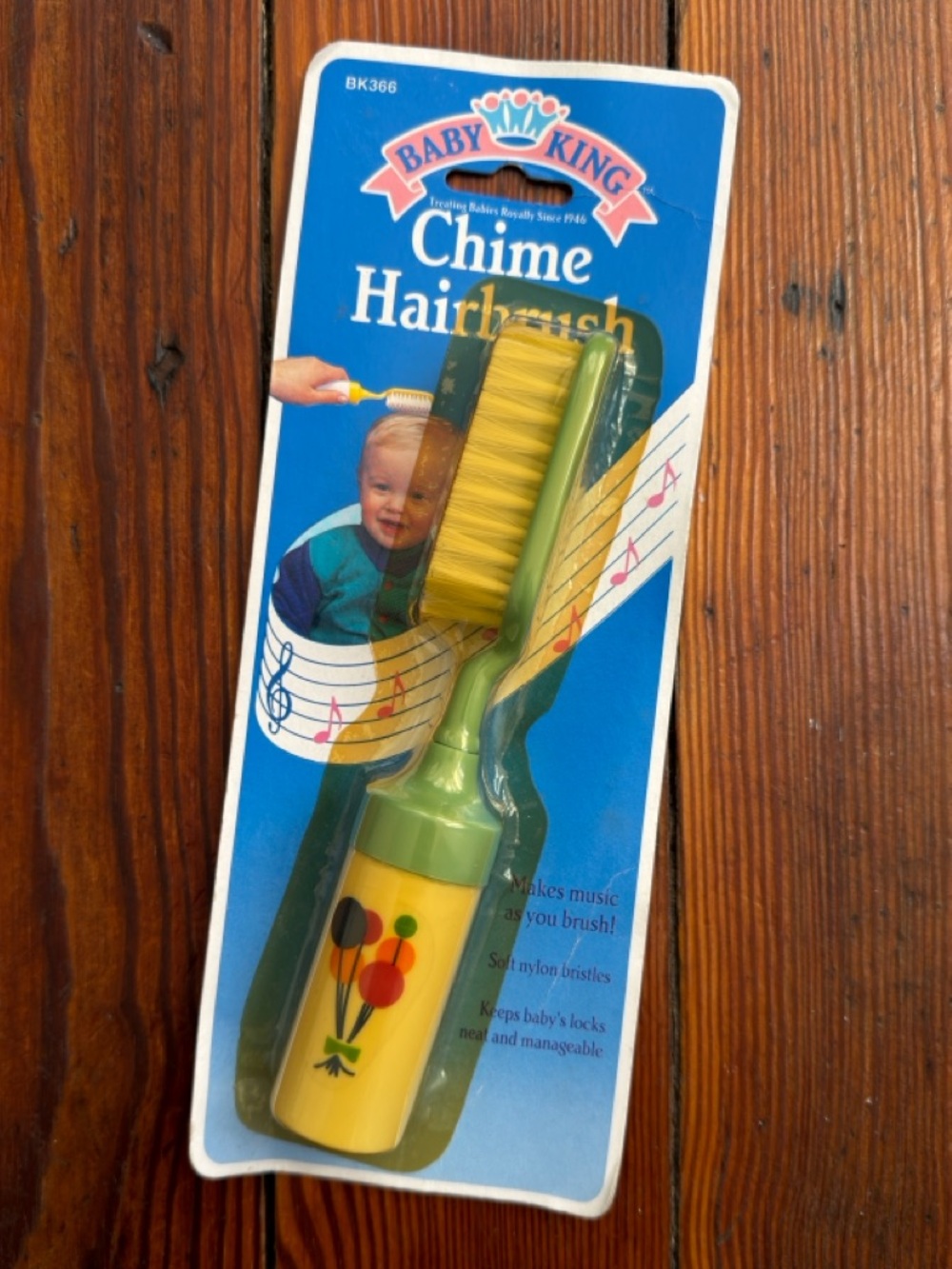 NOS Vintage 90s Babyking Chime Hairbrush musical brush Regent Baby